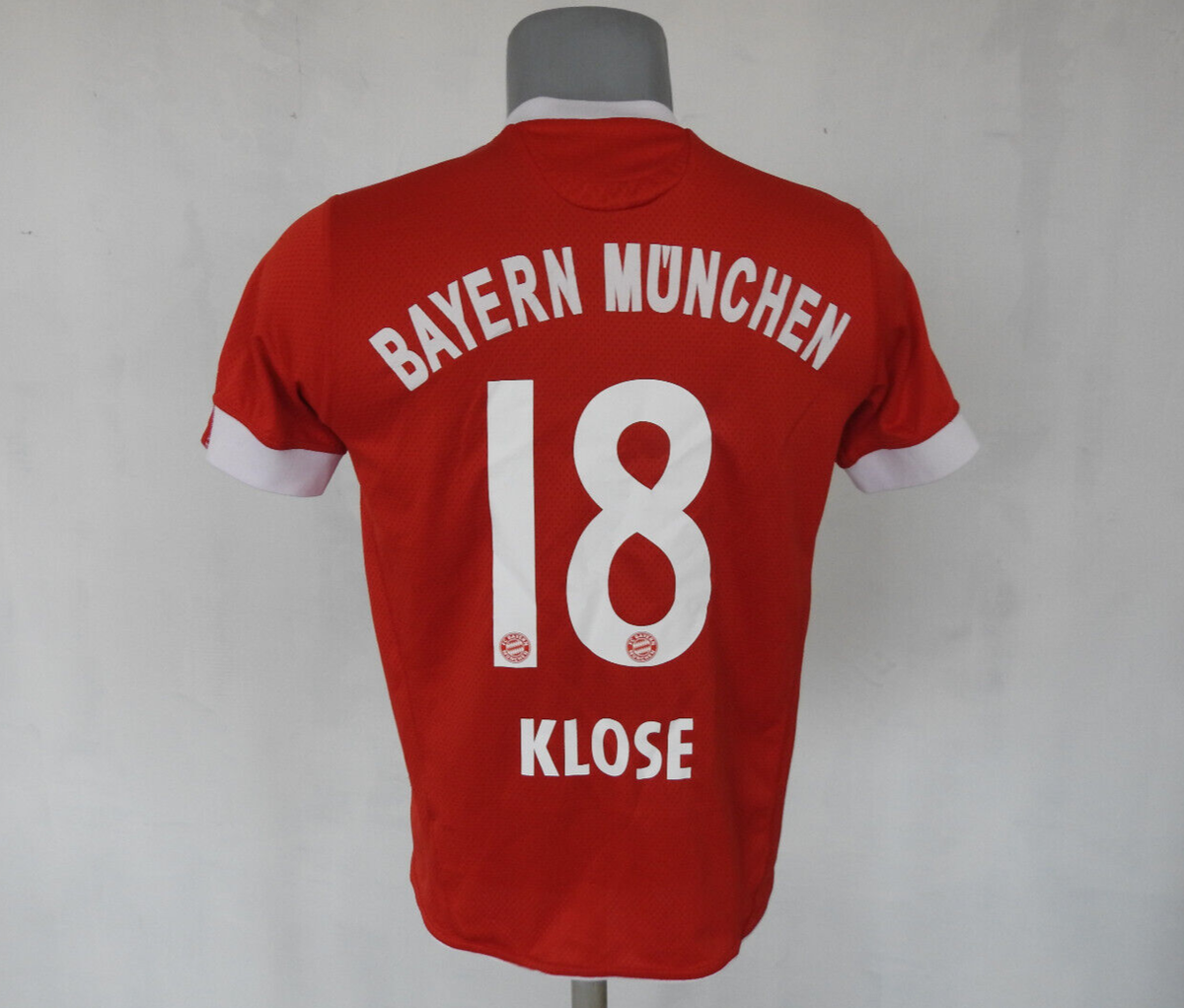 Bayern Munchen 2009 Home Jersey #18 Klose Adidas Red Shirt Size