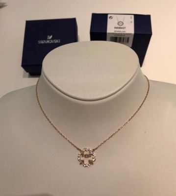 SWAROVSKI SPARKLING DANCE FLOWER NECKLACE, WHITE, ROSE GOLD PLATING 5408437 