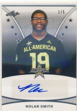 NOLAN SMITH 2019 Leaf Army All American TOUR SHIMMER Black /5 AUTO EAGLES 1/1
