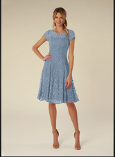 POWDER BLUE LACE A-LINE knee length COCKTAIL dress SIZE 18 PROM HOCO NWT