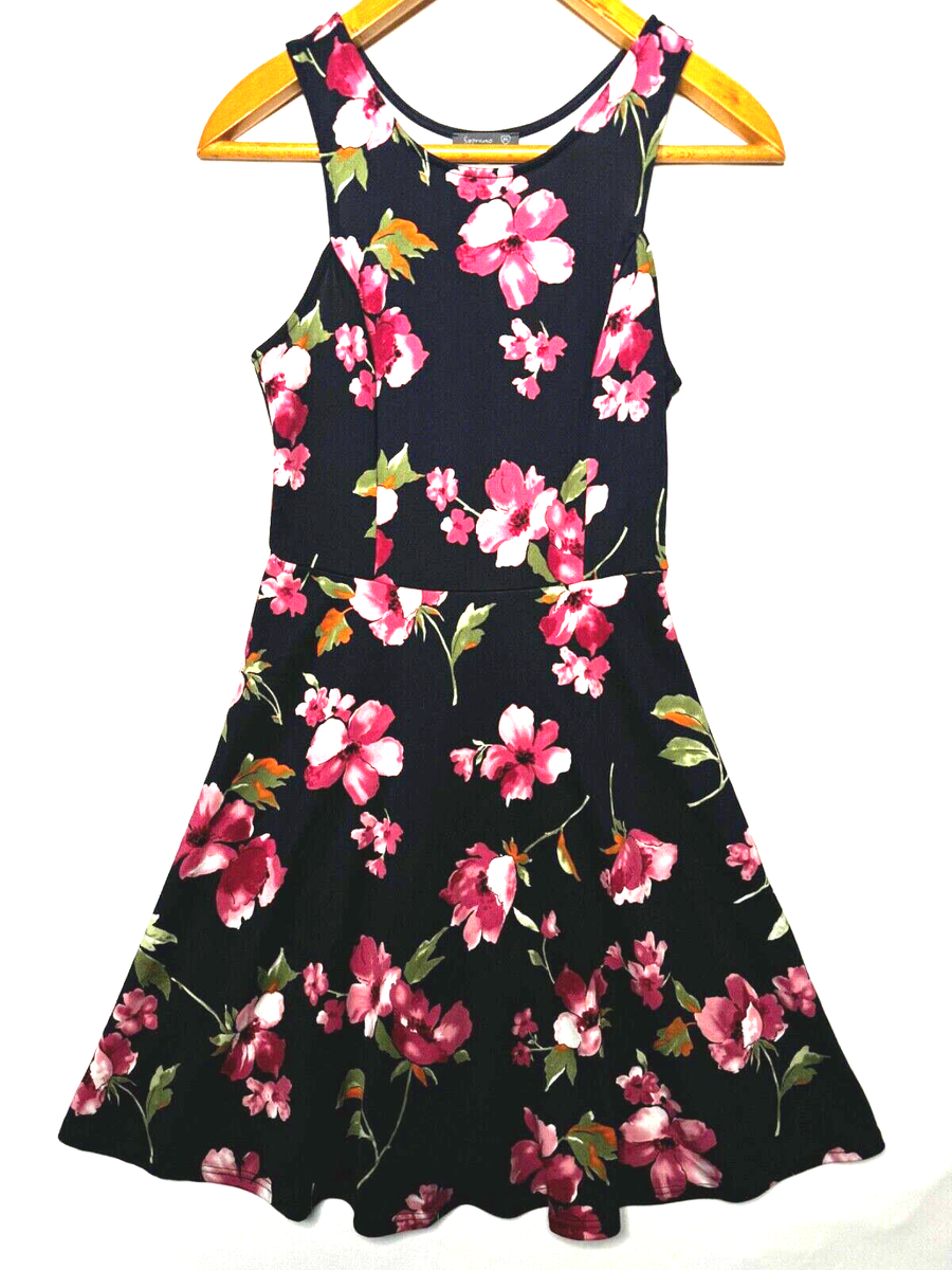 soprano fit and flare dress Soprano navy floral sleeveless dress Fit & flare