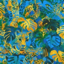BTY Kaufman Midnight in Jungle BIG CAT Print 100 Cotton Quilt Fabric Yard
