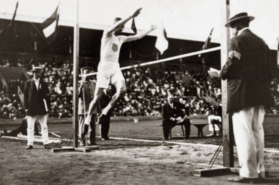 Olympische Spiele 1912 Stockholm Standing High Jump Platt Adams USA Gold 4x6 Foto