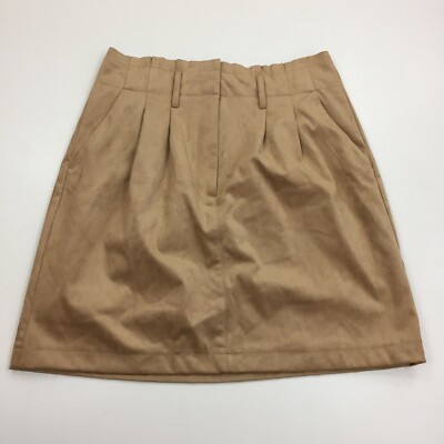 NWT ANN TAYLOR Loft Beige Pleated Waist Coated Pockets Lined Skirt Womens sz 6