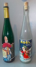 2x WEIN FLASCHE WEIHNACHTEN WINTER NIKOLAUS APERITIF SP&Auml;TBURGUNDER VINTAGE RARE