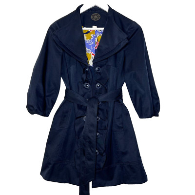 Anthropologie Idra Women Coat Sz 4 Jacket Balloon Slv Belt Cottage Whimsy Boho