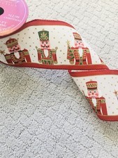 10 Yards Christmas Robert Stanley Holiday Nutcracker Wired Ribbon 3 1/2"W