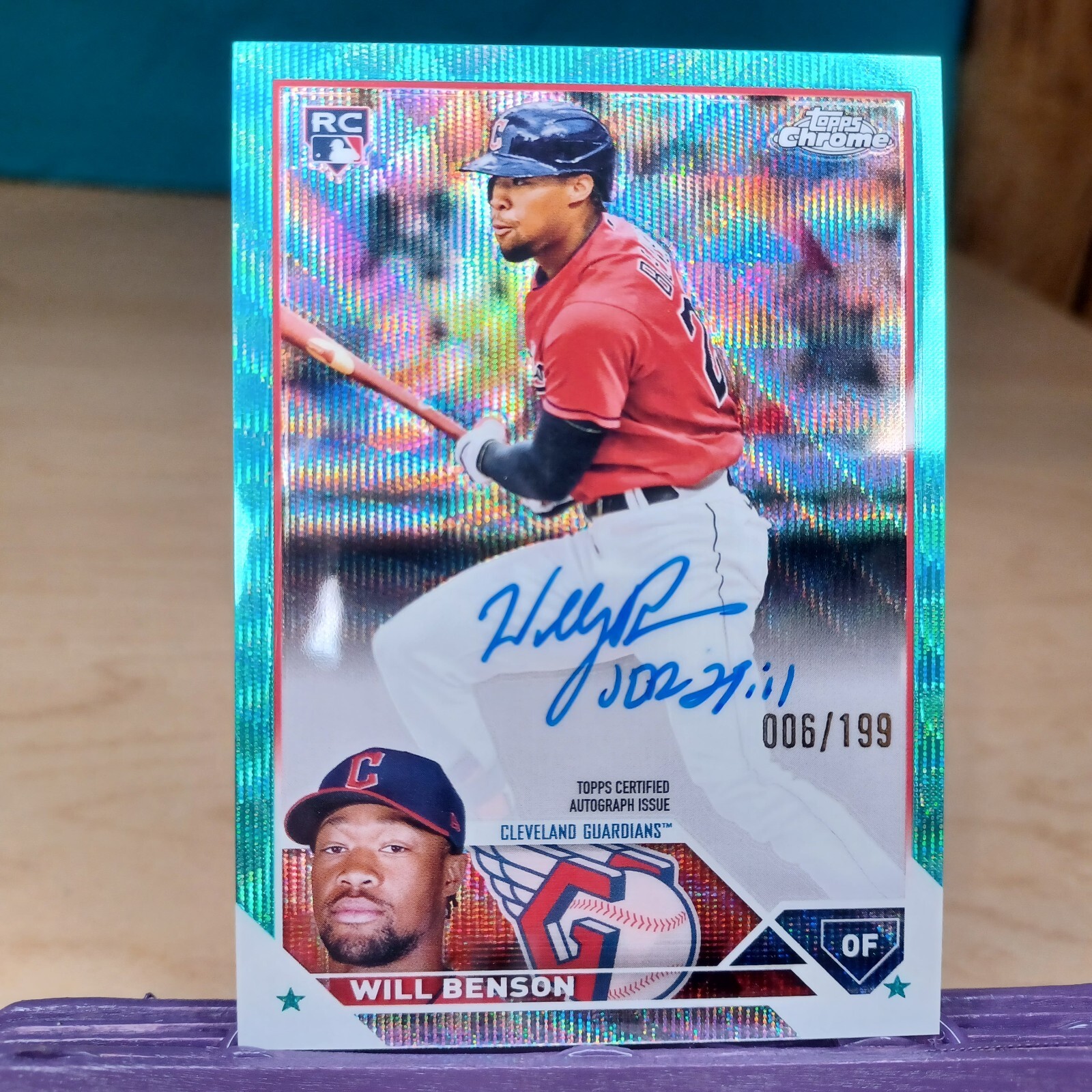 2023 Topps Chrome - Rookie Auto- Aqua Wave Refractor #RA-WB Will Benson 06 /199