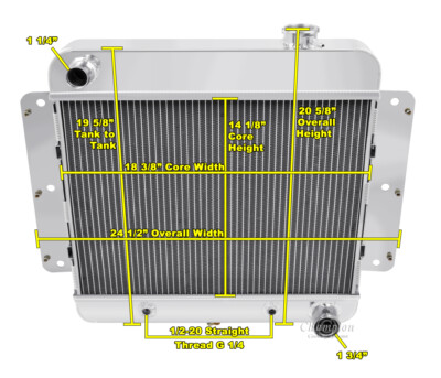 2 Row Alliant Champion Radiator for 1962 - 1967 Chevy II Nova L6 Engine