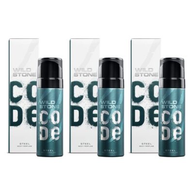 WILD STONE CODE Steel Long Lasting No Gas Body Perfume For Men, Pack Of 3 X150Ml