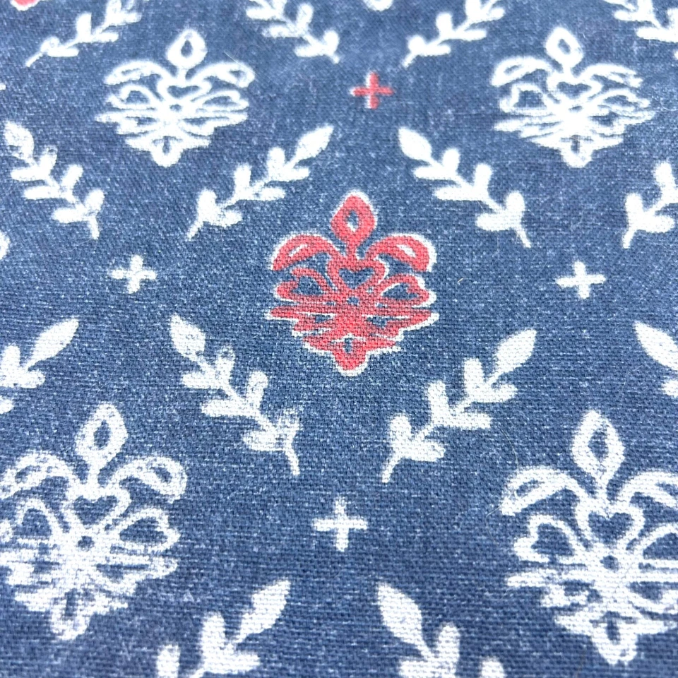 Threshold Paisley Trellis Cotton Shower Curtain Button Hole Hooks Navy Blue - Image 2 of 4