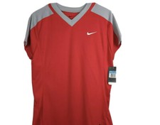 Nike Vapor Stock Short Sleeve Softball V-Neck Top Jersey Women's XL Red -H