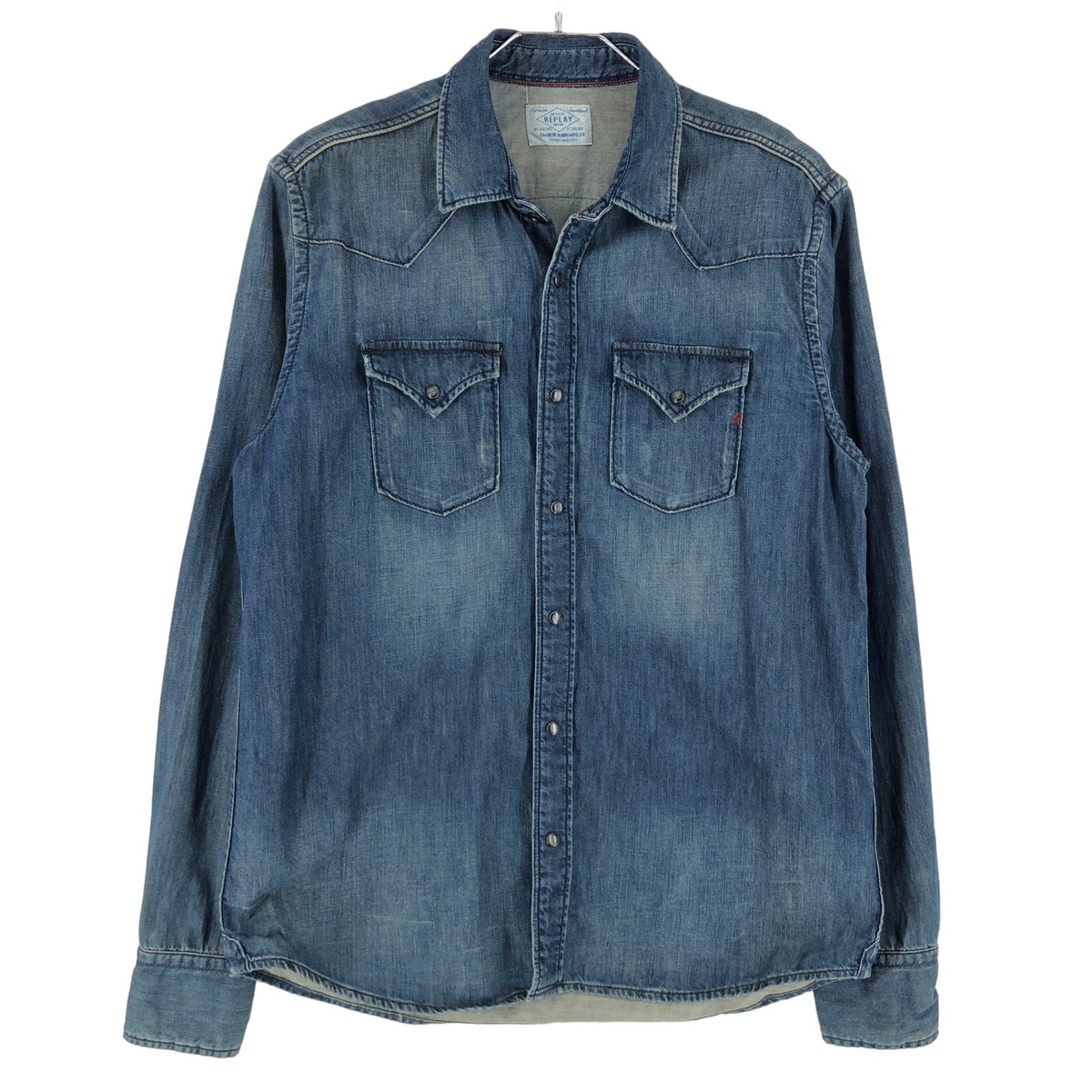 REPLAY Denim Regular Solid Shirt Casual Formal Men Size XL | eBay