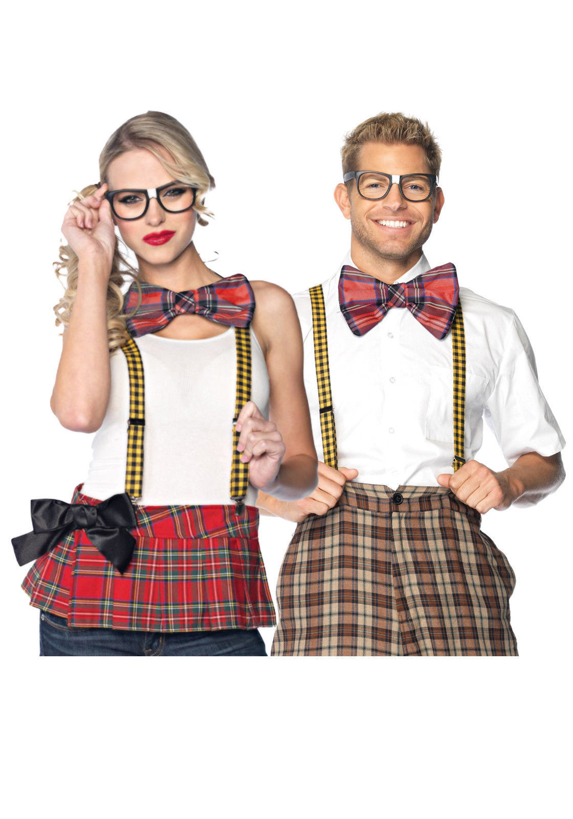 Nerd Costume Kit Includes Suspenders, Bow Tie and Glasses Unisex eBay