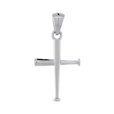21mm Cross Baseball Bats Charm in Sterling Silver