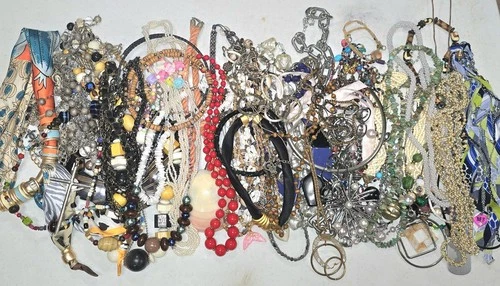 Huge 5.2 lb Bulk Necklace Costume Jewelry Lot Vintage Modern All Wearable