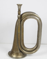 Vintage Solid BRASS Bugle Horn With Mouthpiece Inv GS162