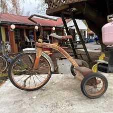 Vintage Style Toy  Rusty Three Cycle Bike Bicycle Metal Murry