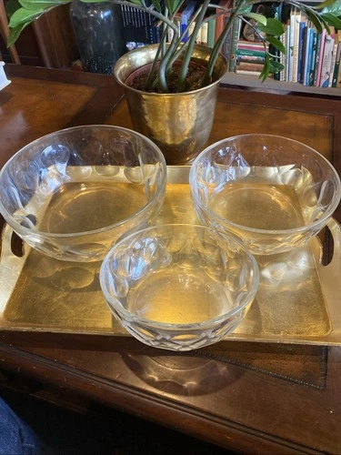Pyrex Teardrop Ovenware Clear Glass Mixing Nesting Bowl 3 PC Set USA 7.5, 8.5 10