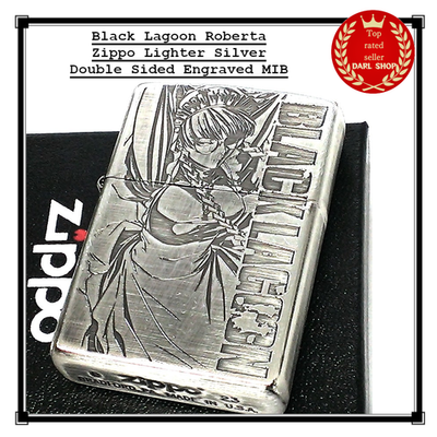 藍井エイル　限定Zippo 「HANDWRITING」ブラックミラー Black Lagoon Roberta Zippo Lighter Silver Double Sided Engraved