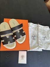 Hermes Shearling Lined Chypre Sandals Leather...