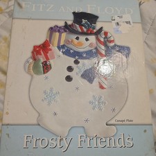 Fitz and Floyd Frosty Friends Snowman Canape Plate Christmas Serving Dish 