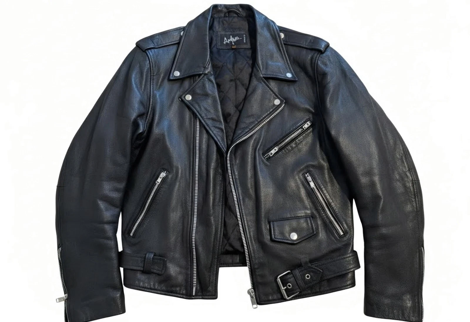 Vintage AnAum Women's Black Leather Motorcycle Jacket