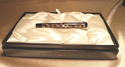 Parke Duofold Mosaik Mini Füller 18k Weiß Gold 