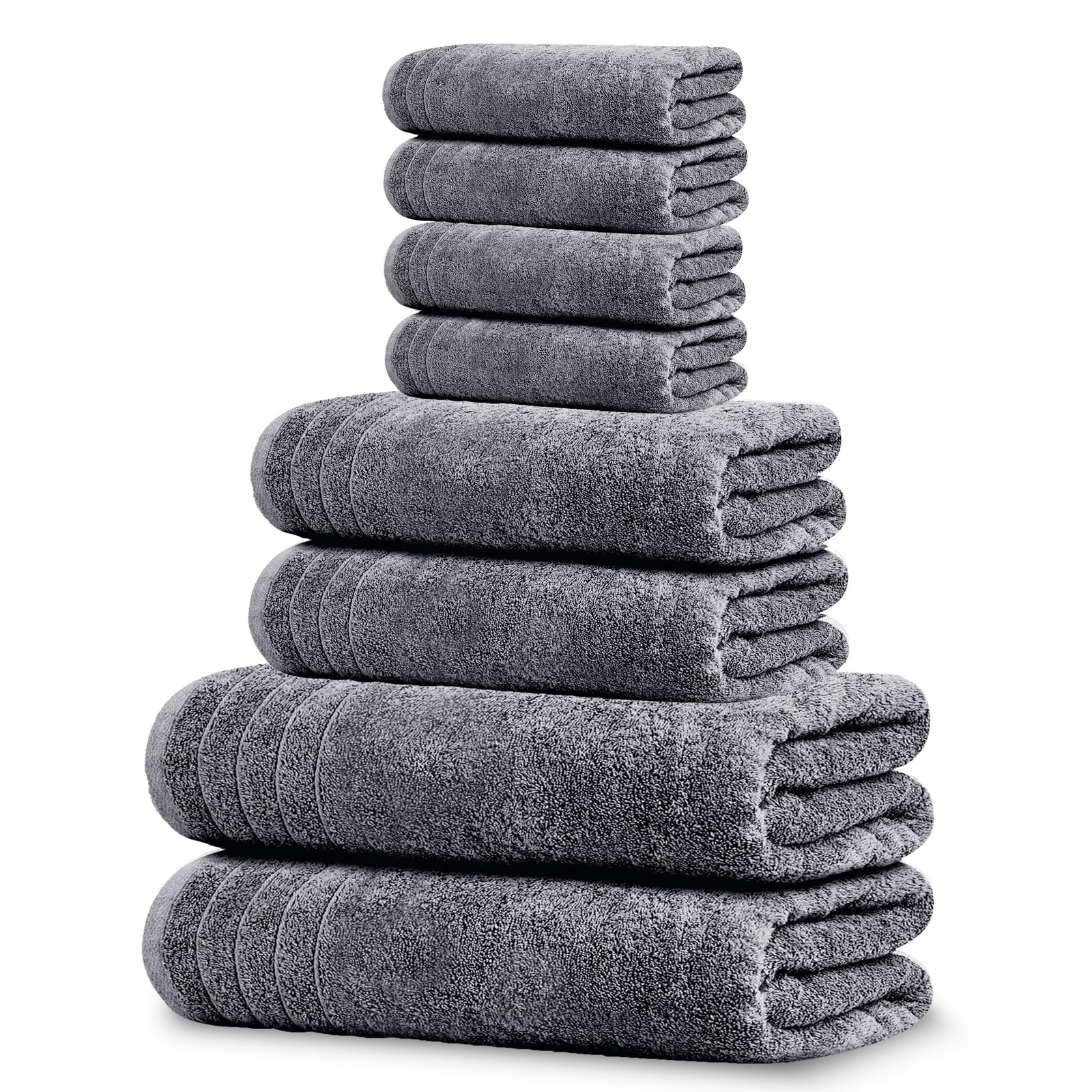 8-Piece Cotton Towel Set with 2 Bath, 2 Hand, and 4 Washcloths