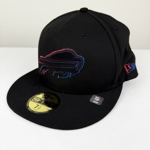 Buffalo Bills Hat Cap FITTED 7 1/2 New Era 59Fifty Color Logo Black NFL NWT