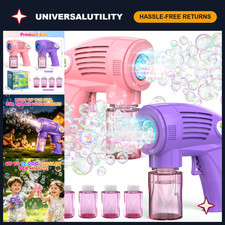 Automatic Bubble Gun Blaster 2-Pack for Kids, LED Lights, Fun Outdoor Toy