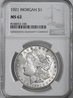 1921-P  $1  MORGAN SILVER DOLLAR  "PHILADELPHIA MINT"  NGC MS62 #8166012-104