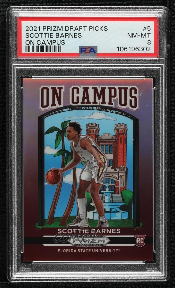 2021-22 Panini Prizm Draft Picks On Campus Scottie Barnes #5 PSA 8 3g8