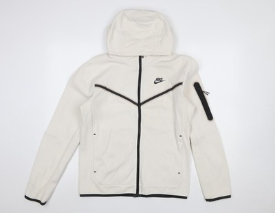 Nike Herren elfenbeinfarbener Hoodie mit durchgehendem Reißverschluss klein leichte Sportbekleidung