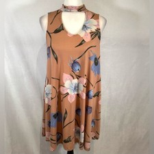 Mittoshop blush pink floral keyhole shift dress size medium