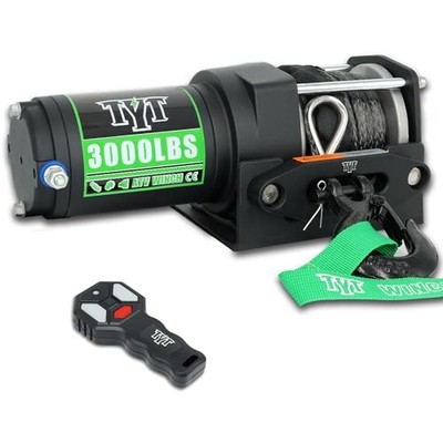  ATV Winch, 12V DC Electric Winch with Wireless Remote and 3000 lb 3000lb Green