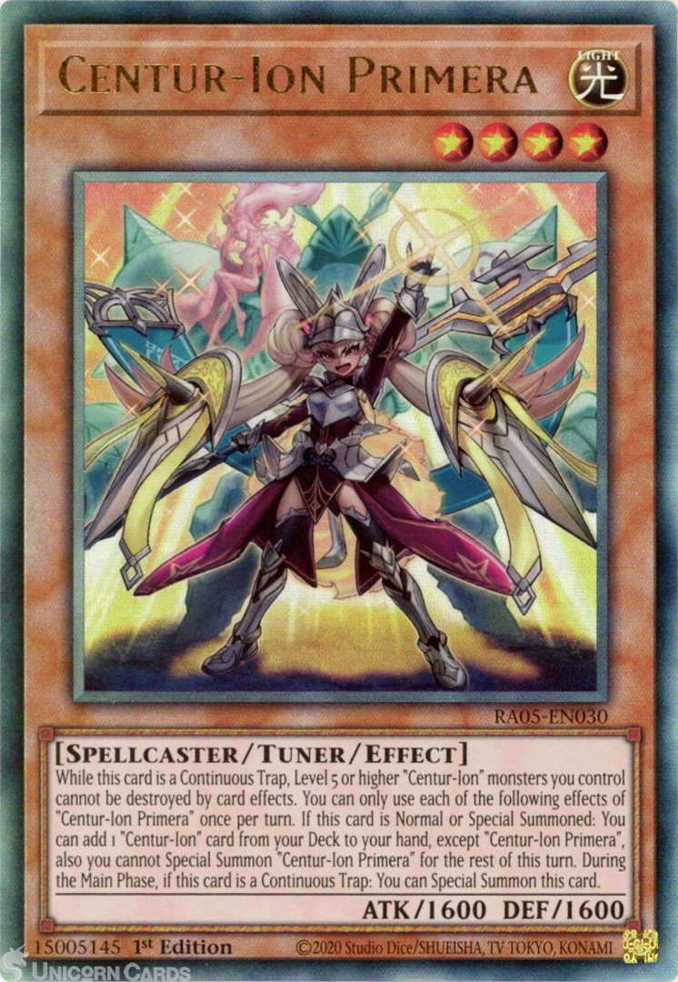 RA05-EN030 Centur-Ion Primera : Ultimate Rare 1st Edition Mint YuGiOh Card