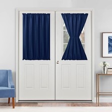 Hiasan French Door Curtains Privacy, Rod 52W x 40L Pack of 1 , Navy Blue