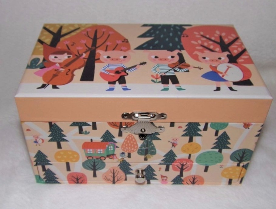 Boite à musique et à bijoux Le petit chaperon rouge en bois - Réf b021b1904