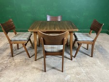 Mid Century Walnut Extending Dining Table And 4 Matching Chairs Retro Vintage