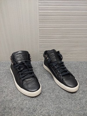 Rag & Bone Men Sneaker Shoe 8 Black Leather High Top Lace Up Front Cozy Outdoor