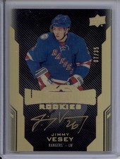 2016-17 UD Black Jimmy Vesey Lustrous Rookie Gold Ink Auto RC SSP /35