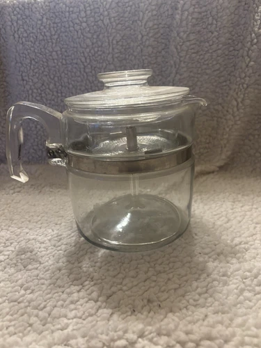 Vintage Pyrex Flameware Glass Percolator Coffee Pot, 7756-B 6 Cup Complete Set