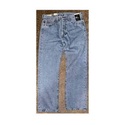 Levi's Men's 501 Slim Taper Light Blue Denim Jeans Button 5-Pocket