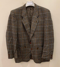 Vintage pure wool soft tweed glen check classic hunting jacket blazer 40R