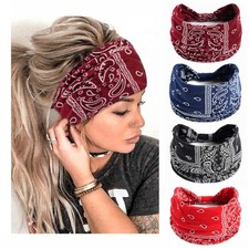 Boho Wide Headbands for Women - 4 Pack Stretchy Turban Hair Accessories