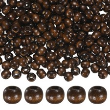 500-Pack Natural Wood Beads 9x10mm for DIY Crafts/Bracelet Dark Brown 