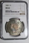 1883 Morgan Silve Dollar Toned Blue NGC MS63 #030