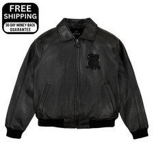 Avirex Herren Schwarz Echtleder Bomberjacke Pilot Flieger Authentisch