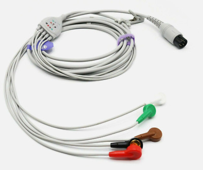 Nellcor Draeger Drager ECG Cable 6 Pin 5 Leads Snap AHA - Same Day Shipping